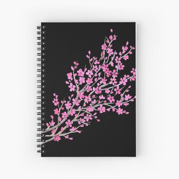 Aperçu de l'œuvre Sakura aquarelle sur fond noir créée et vendue par olgart.