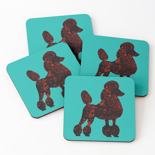 Item preview, Black poodle in red blossom designed and sold by ThePoodleandCo.