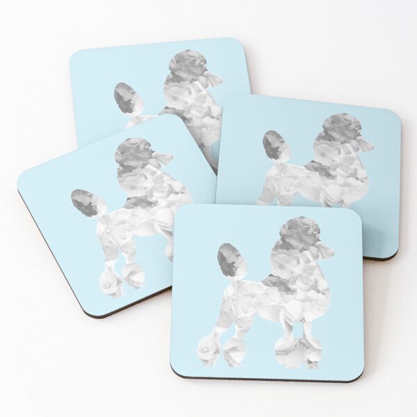 Item preview, white and grey poodle in hydrangea petals designed and sold by ThePoodleandCo.