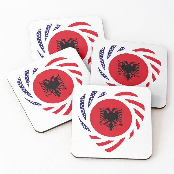 Item preview, Albanian American Multinational Patriot Flag Series (Heart) designed and sold by Carbon-Fibre Media.