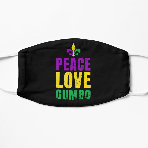 Mardi Gras 2019 - Peace, Love & Gumbo! Flat Mask