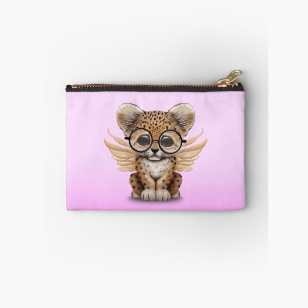 Item preview, Cute Leopard Cub with Fairy Wings Wearing Glasses Pink designed and sold by JeffBartels.