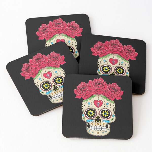 Item preview, Sugar Skull With Roses Dia de los Muertos Mexican Folk Art  designed and sold by ElJimmo.
