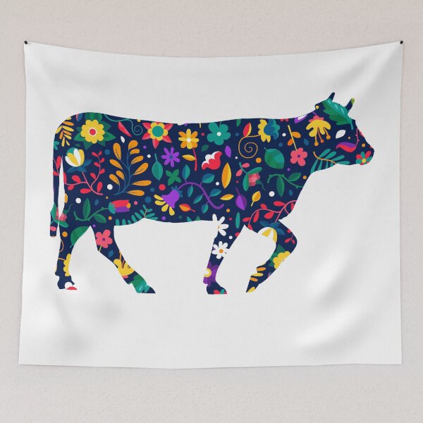 Item preview, patrón de flores y vaca designed and sold by MRagab.