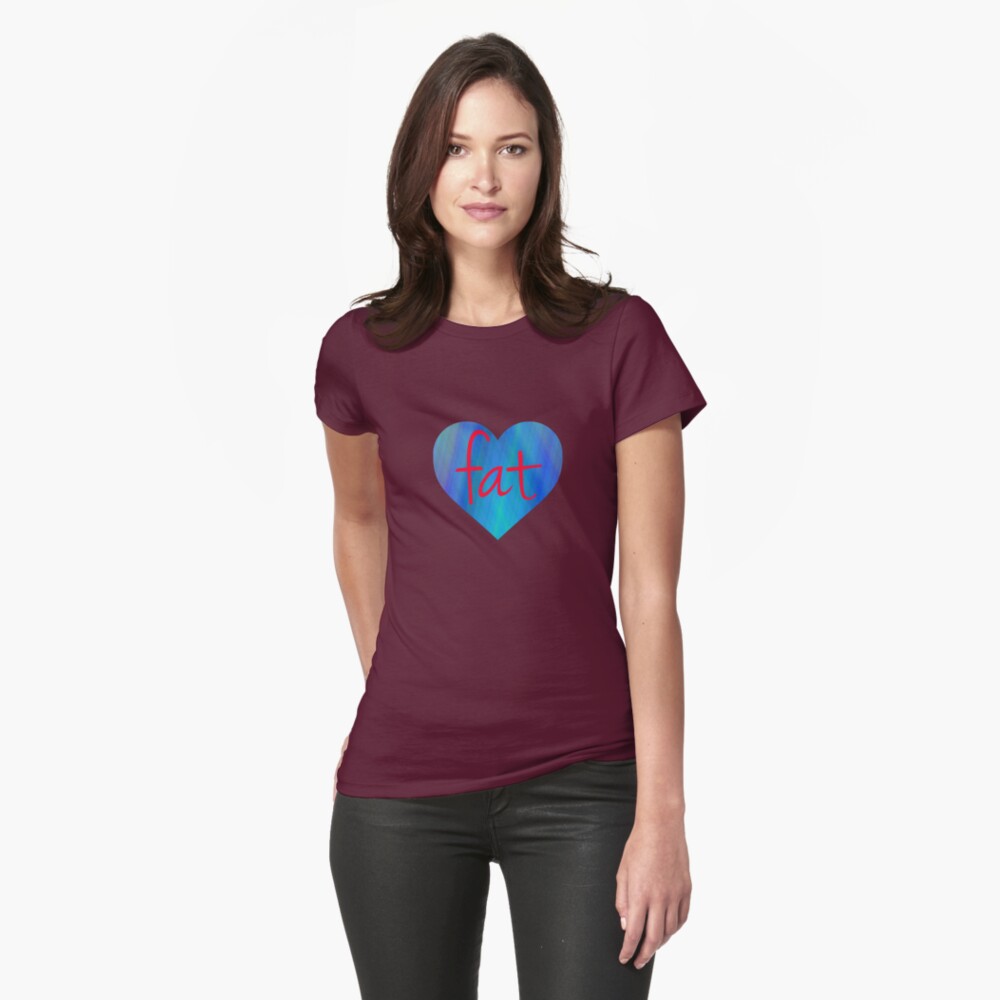 Love Fat (Blue and Red) Fitted T-Shirt