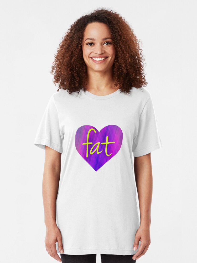 Alternate view of Love Fat (Purple and Yellow) Slim Fit T-Shirt