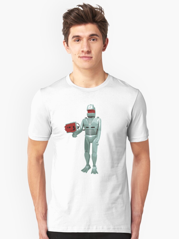 Alternate view of ROM the space knight - retro Action Man (or GI Joe) toy 8-bit style Slim Fit T-Shirt