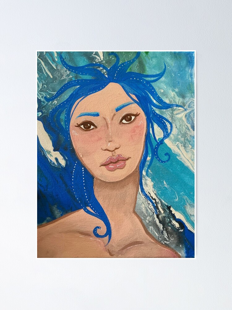 "Ocean Haired Girl Beach Bunny Mermaid" Poster by AmnellDesigns Redbubble