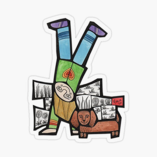 Handstand and Sausage Dog mosaic illustration Transparent Sticker