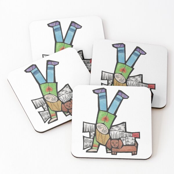 Item preview, Handstand and Sausage Dog mosaic illustration designed and sold by Muna Zuberi.