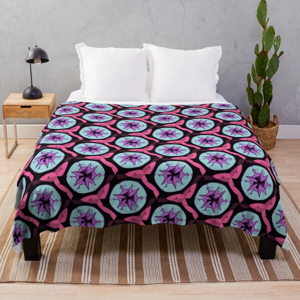 Aperçu de l'œuvre Motif amibe bleu, rose et violet sur fond noir créée et vendue par jaydeecole.