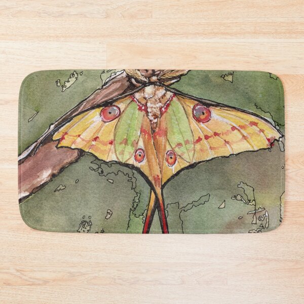Item preview, Comet Moth - Watercolour nature painting of a yellow moth designed and sold by elasteel.