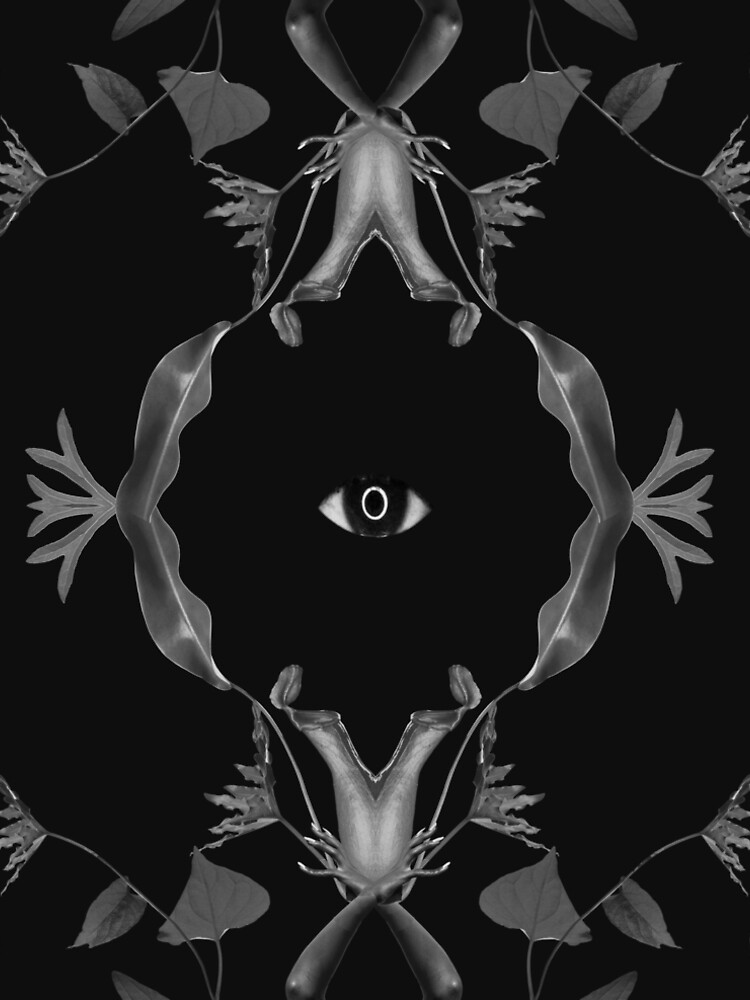 Illusion - collage art, eye, nature, leaves, black by ilariaantolini