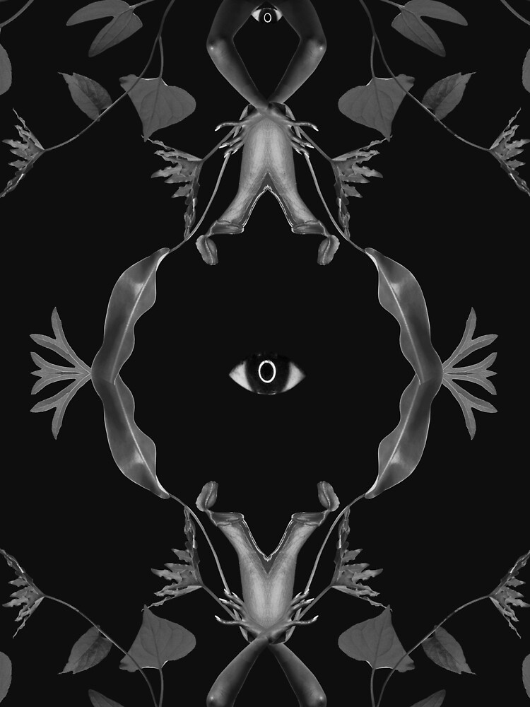 Illusion - collage art, eye, nature, leaves, black by ilariaantolini