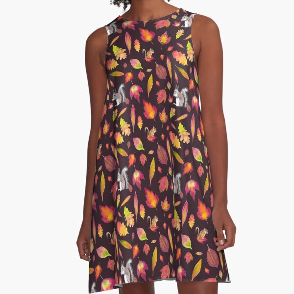 Squirrels, chipmunks and foliage A-Line Dress