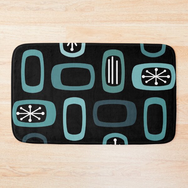 Item preview, Midcentury MCM Rounded Rectangles Black Turquoise designed and sold by thepixelgarden.