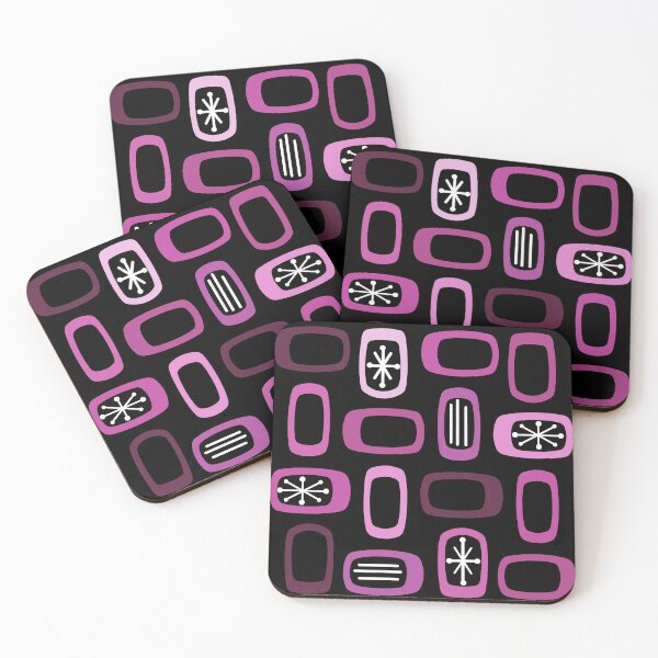 Item preview, Midcentury MCM Rounded Rectangles Black Pink designed and sold by thepixelgarden.