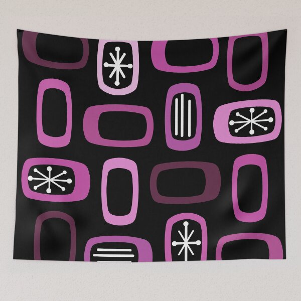 Item preview, Midcentury MCM Rounded Rectangles Black Pink designed and sold by thepixelgarden.