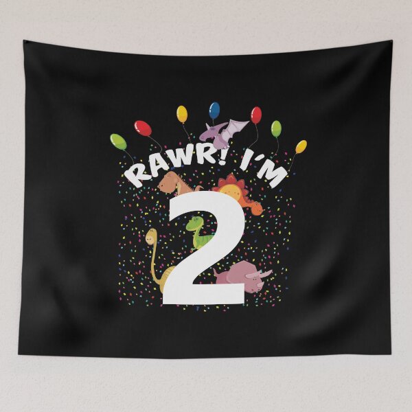 Item preview, Rawr I'm 2 Years Old Dino 2nd Birthday Boys And Girls Party print designed and sold by Grabitees.
