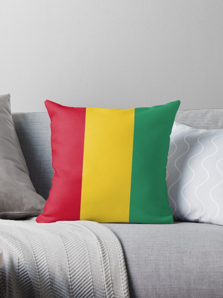 Aperçu 1 sur 3. Coussin avec l'œuvre Drapeau de la Guinée créée et vendue par Shorlick.