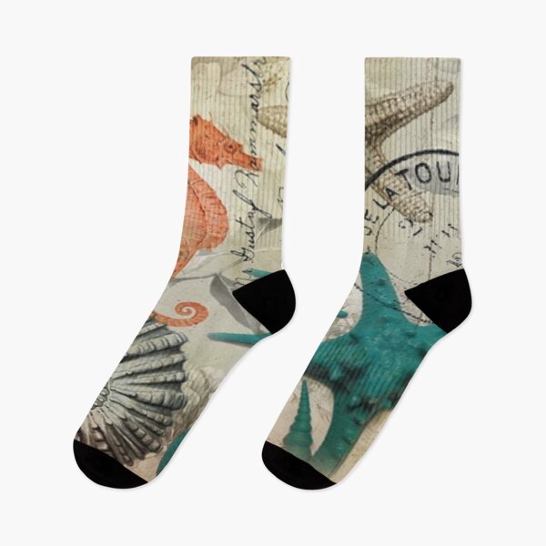Item preview, dark academia coastal seashell teal starfish seahorse ocean beach designed and sold by LEILA ART SPACE.