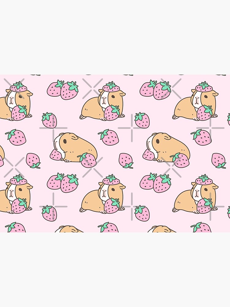 Pink Guinea Pig and Strawberry Pattern by Miri-Noristudio