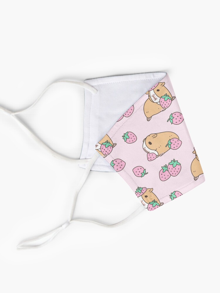 Alternate view of Pink Guinea Pig and Strawberry Pattern Mask