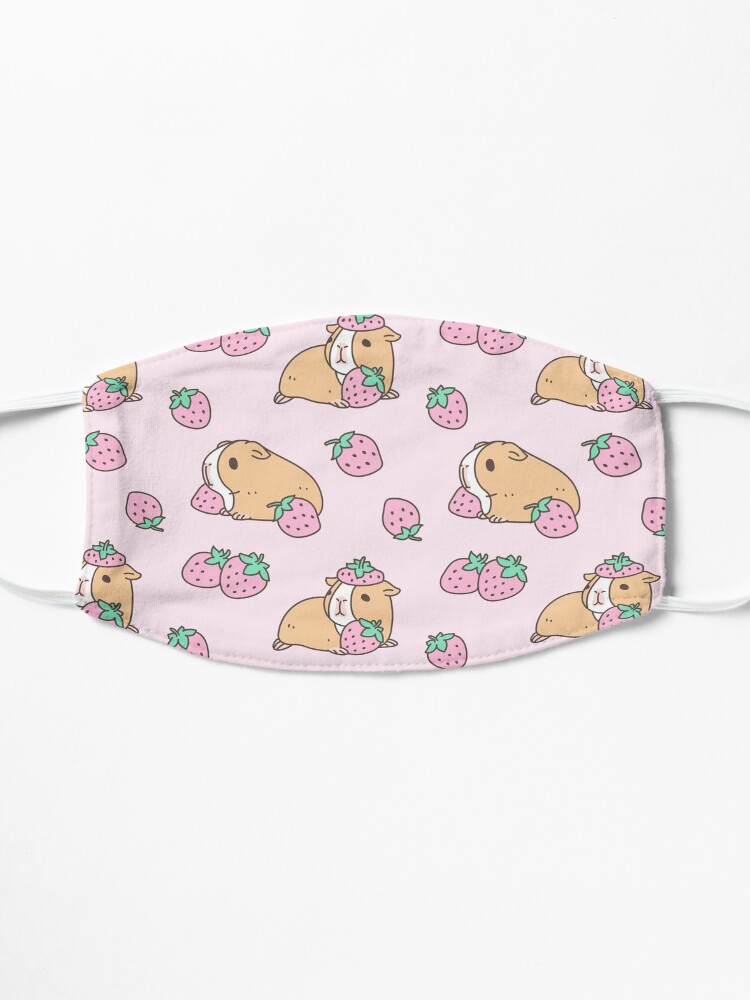 Alternate view of Pink Guinea Pig and Strawberry Pattern Mask