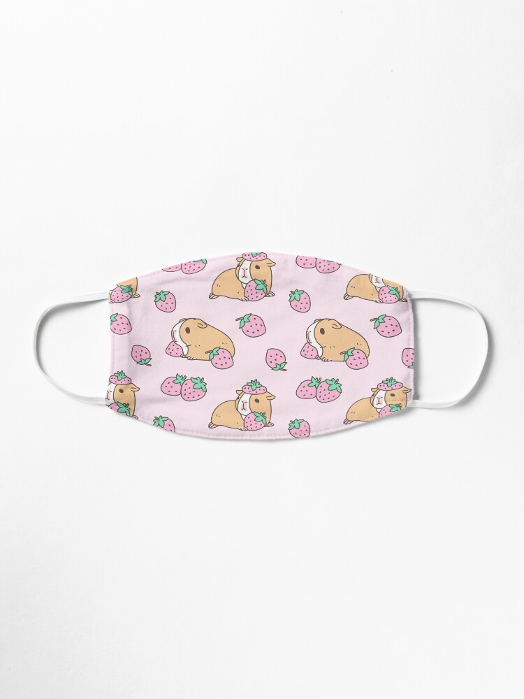 Alternate view of Pink Guinea Pig and Strawberry Pattern Mask