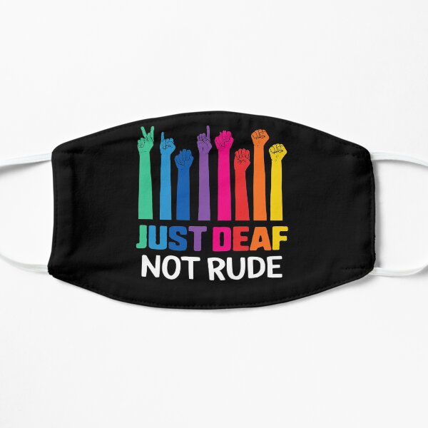 Just Deaf Not Rude Deaf Awareness Yellow Ribbon Asl Language Colorful Hands September Support Warrior Gift Mask