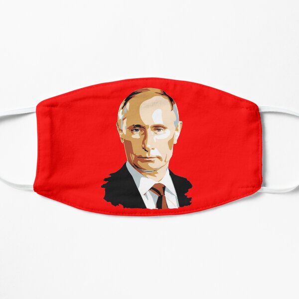PUTIN. ILLUSTRATION on RED. Flat Mask