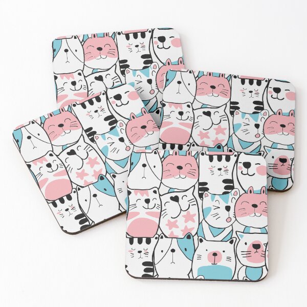 Item preview, Kawaii Cute Cats Pattern designed and sold by AnastasiaDesign.