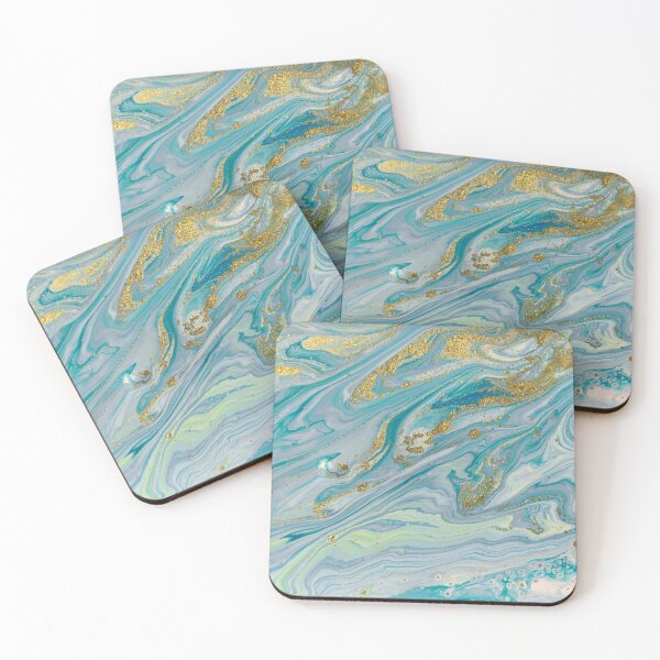 Item preview, Turquoise & Gold Agate Stone Geode Marble Swirl designed and sold by CyanSkyDesign.