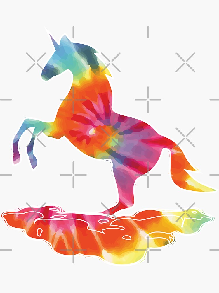 “Tie Dye Rainbow Unicorn Design Cute Retro Unicorn Lover Shirt” Sticker