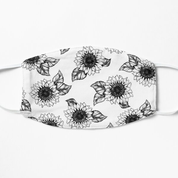 Black & White Sunflower Flat Mask