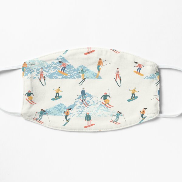 Alpine Mountain Ski Resort | Skier Snowboarder Pattern | Skiing Snowboarding | Rocky Mountain Snow Powder Mask