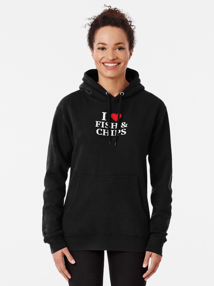 I Love Fish And Chips Heart  Pullover Hoodie for Sale by brandonv111
