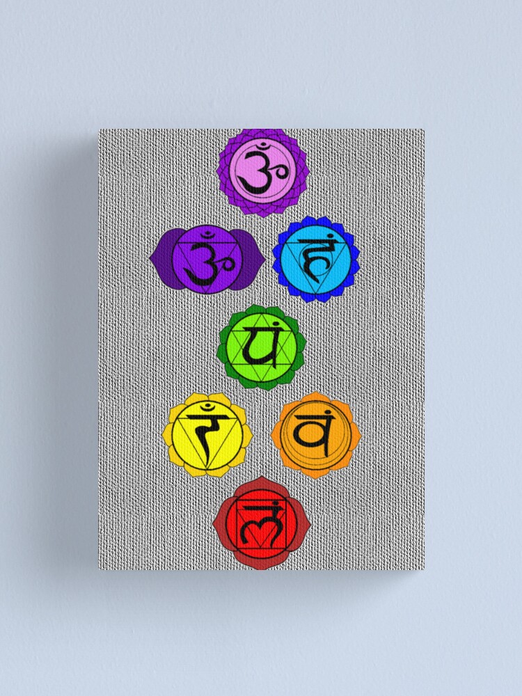 Yoga Reiki Seven Chakras Symbols Vertical Template Canvas Print By