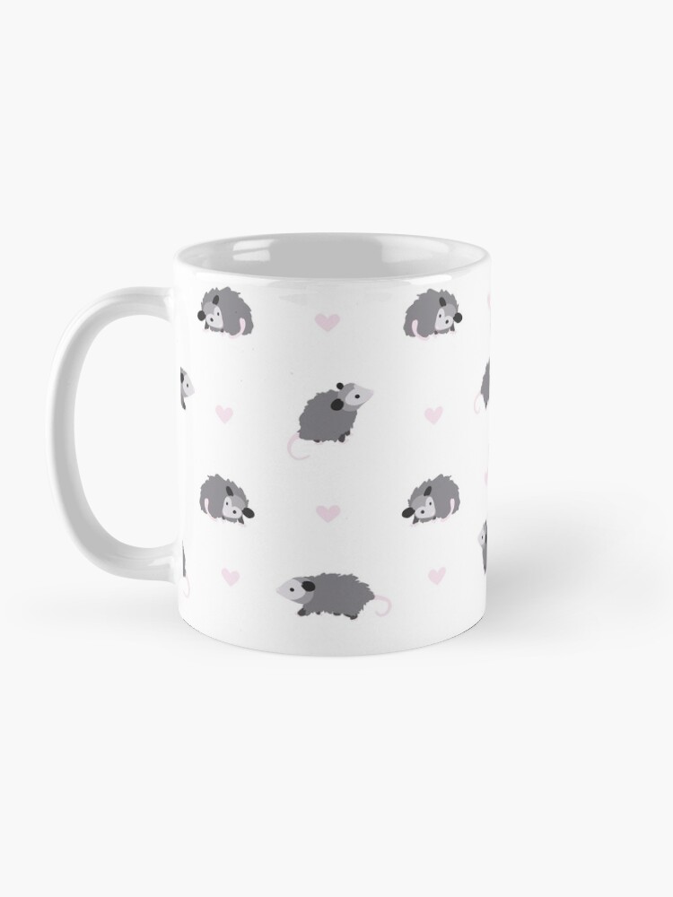 Thumbnail 3 of 6, Coffee Mug, opossum print with hearts designed and sold by lilluxart.