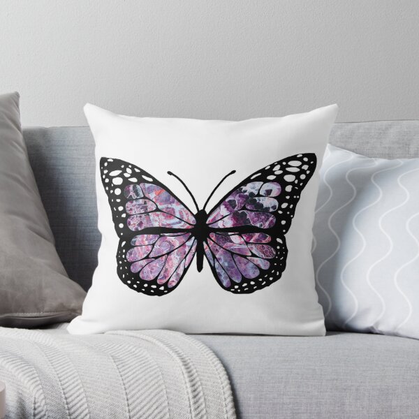 amethyst butterfly Throw Pillow