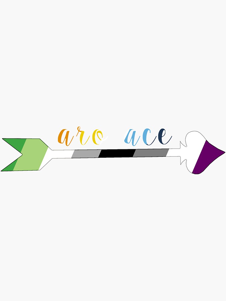 Aromantic Asexual Arrow / Aro and Ace Flag with AroAce Flag Text | Sticker