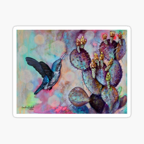 Hummingbird and Cactus I Pegatina