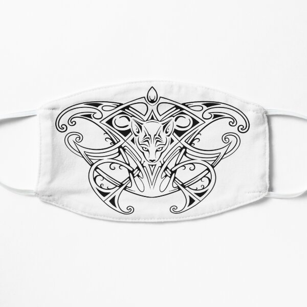 Tribal Cat Tattoo Design (black) Flat Mask