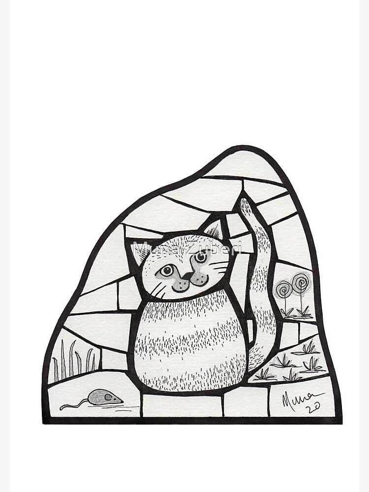 Thumbnail 3 of 3, Journal, Happy Cat mosaic illustration designed and sold by MunaZuberi.