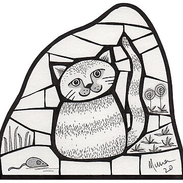 Artwork thumbnail, Happy Cat mosaic illustration by Muna Zuberi