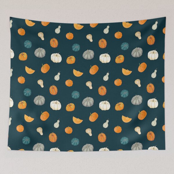 Item preview, Halloween Pumpkins and Gourds - dark teal palette designed and sold by Andreea Dumez.