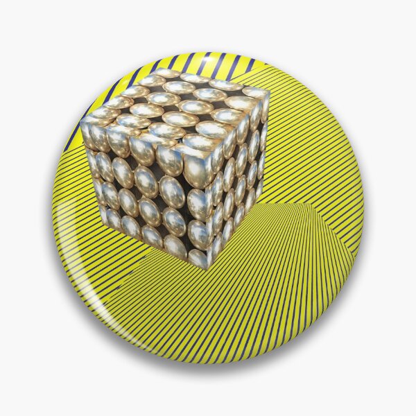Item preview, Silver Cube shape riddle on yellow Isometric striped pattern. designed and sold by IaroslavB.