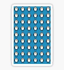 Penguin Pattern on Blue Background Sticker