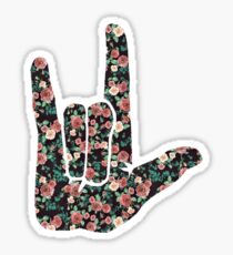 Floral Sign Language I Love You Sticker