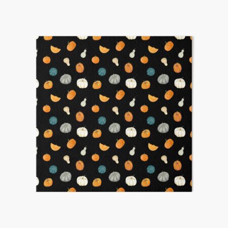Halloween Pumpkins and Gourds - black palette Art Board Print